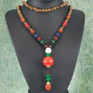 Long Mala Bead Necklace Boho Spiritual Jewelry